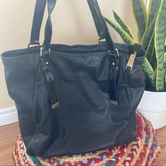Cole Haan  black leather tote shoulder bag - Picture 1 of 7